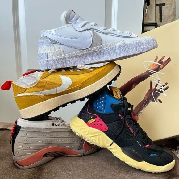 Sacai X Nike Blazer Low White Patent Two Tone Double Sneaker - Picture 15 of 15